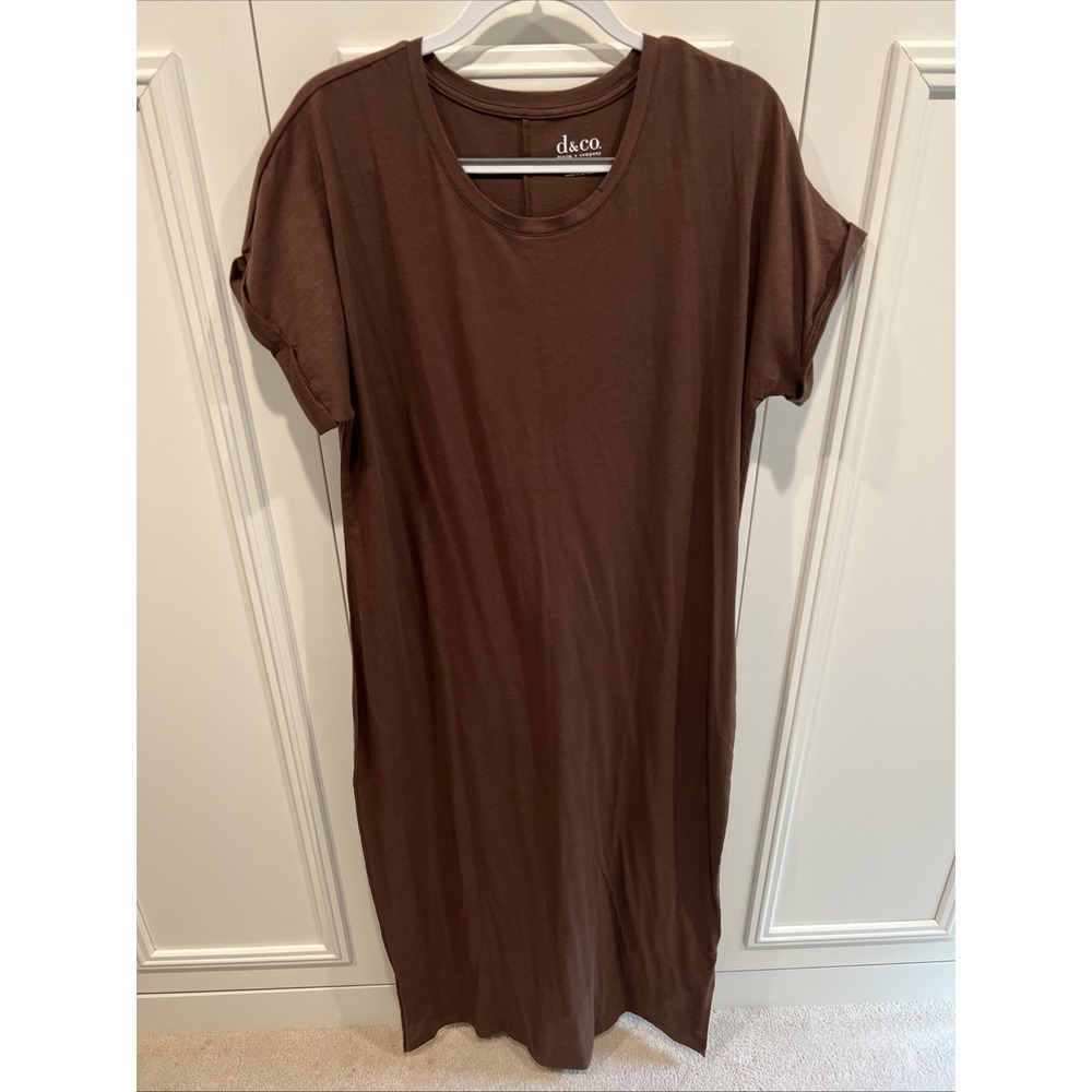 Chocolate Brown T Shirt Maxi Dress Short Sleeve Minimalist Modest Comfy Classic